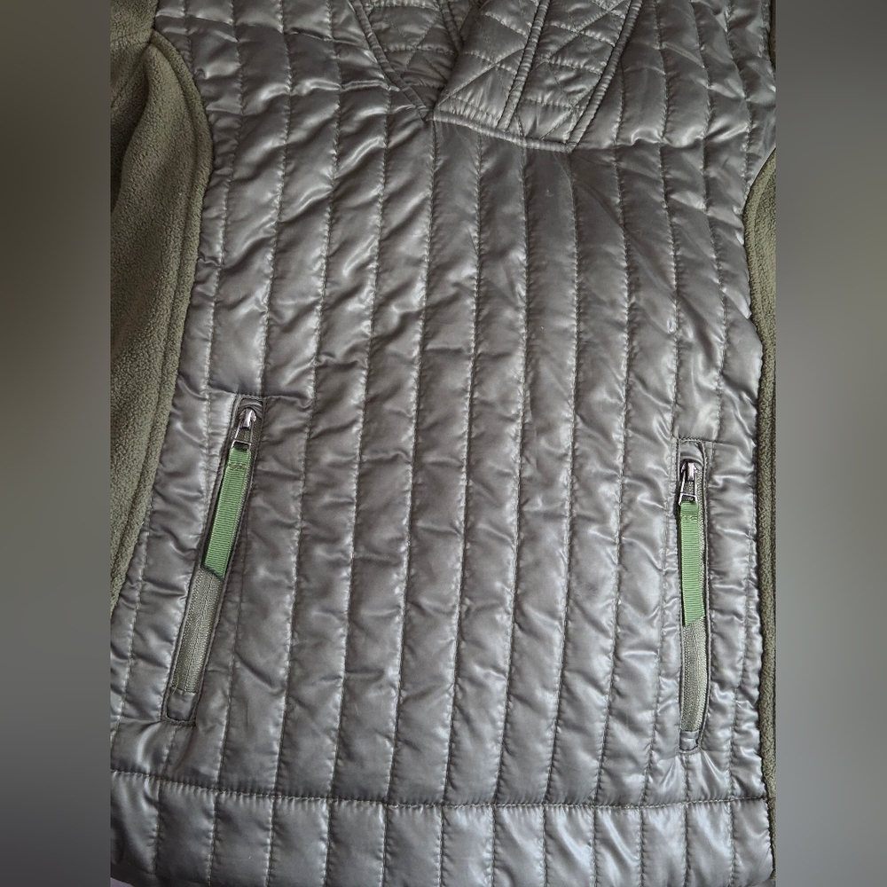 Kyodan Freedom Trail Army Green Quilted Fleece Puffer Pull Over Sweater Size S - Picture 3 of 6